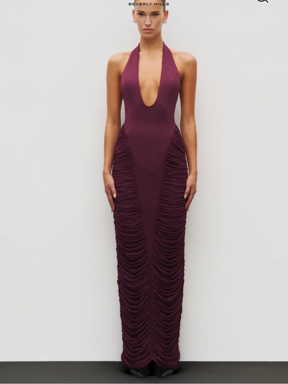 Sculpt Plunge Strapless Dress in Deep Plum